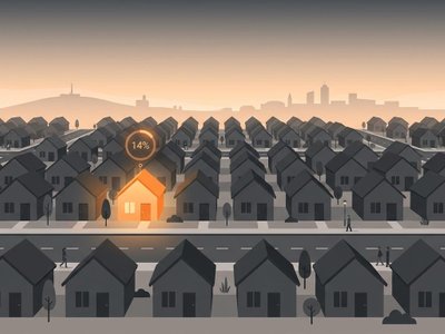 One glowing orange house among gray homes highlighting the real odds of selling in Uruguay.
